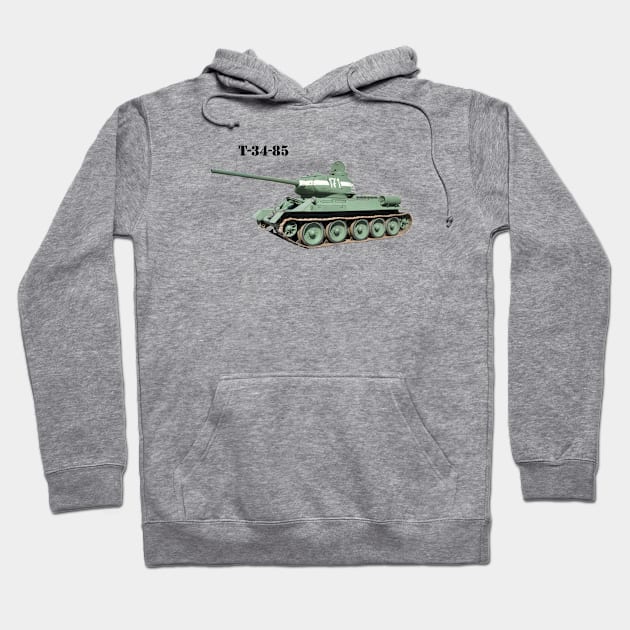 T-34-85 Medium Tank Hoodie by Toadman's Tank Pictures Shop